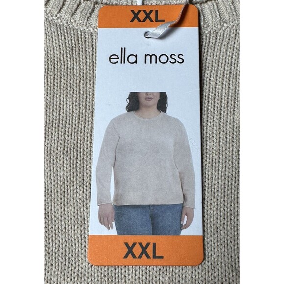 Ella Moss Womens Tan Size XXL Crew Neck Long Sleeve Knit Sweater - Picture 3 of 8